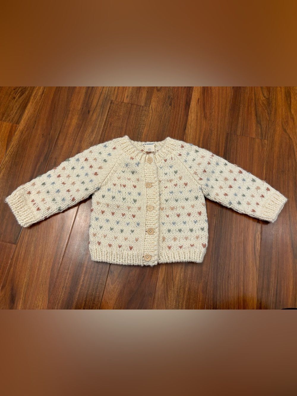 The Blueberry Hill Sawyer Cream Button Cardigan Pastel Knit Hearts